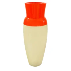 Vaso Riflesso di Gara in ceramica arancione e giallo zabaione