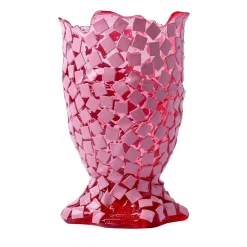 Vaso Rock Grande in Resina Rosa con Motivo A Mosaico di Gaetano Pesce