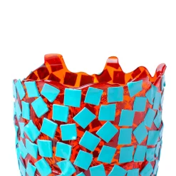 Vaso Rock in resina arancione e turchese di Gaetano Pesce