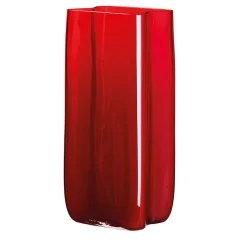 Vaso rosso alto a balze Bosco di Carlo Moretti
