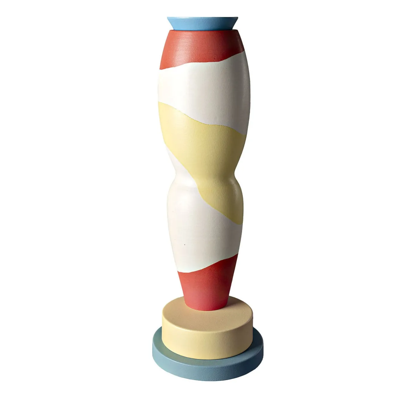 Vaso rosso, giallo e bianco di George J. Sowden