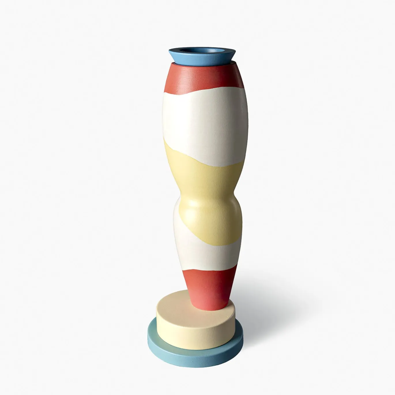 Vaso rosso, giallo e bianco di George J. Sowden