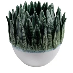 Vaso rotondo con foglie di palma