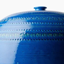 Vaso Rotondo Grande in Ceramica Blu di Aldo Londi