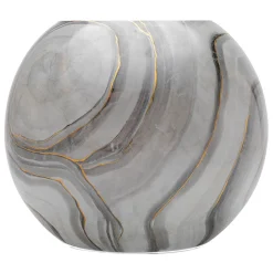 Vaso rotondo grigio Marmo con oro