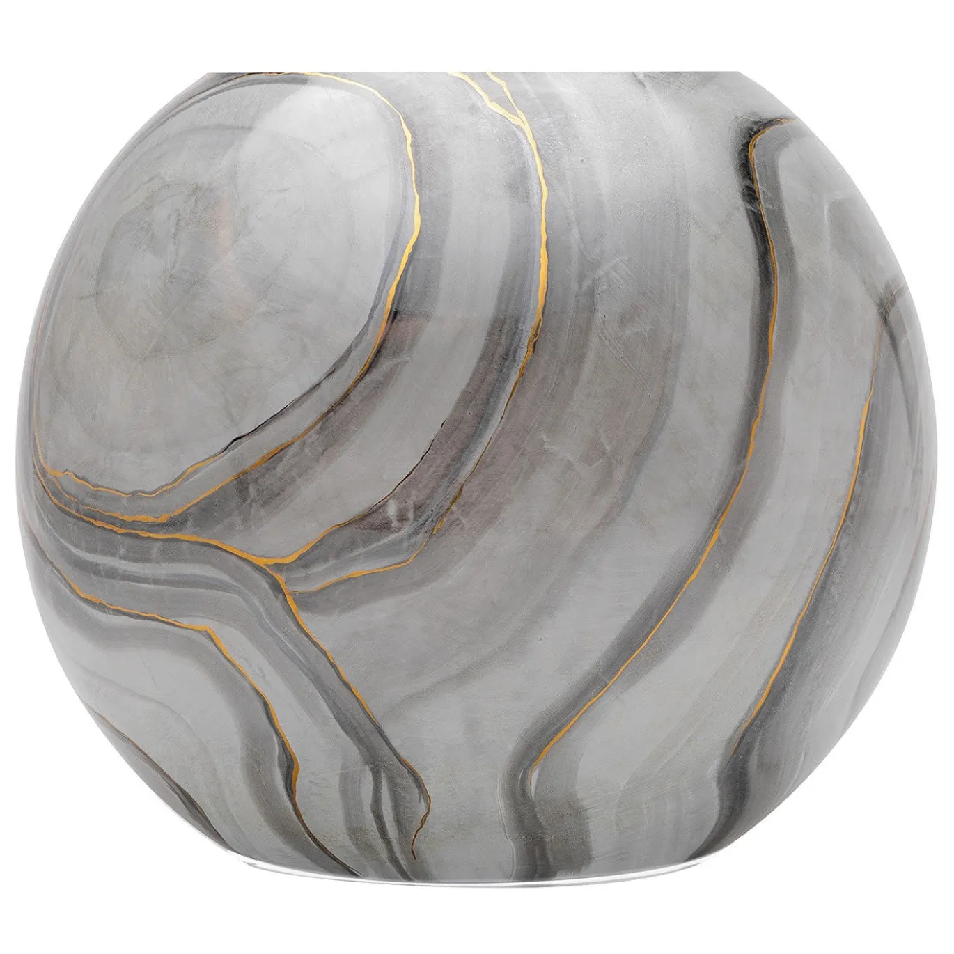 Vaso rotondo grigio Marmo con oro