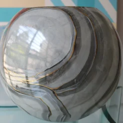 Vaso rotondo grigio Marmo con oro