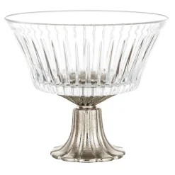 Vaso rotondo Reggia in cristallo con base in bronzo