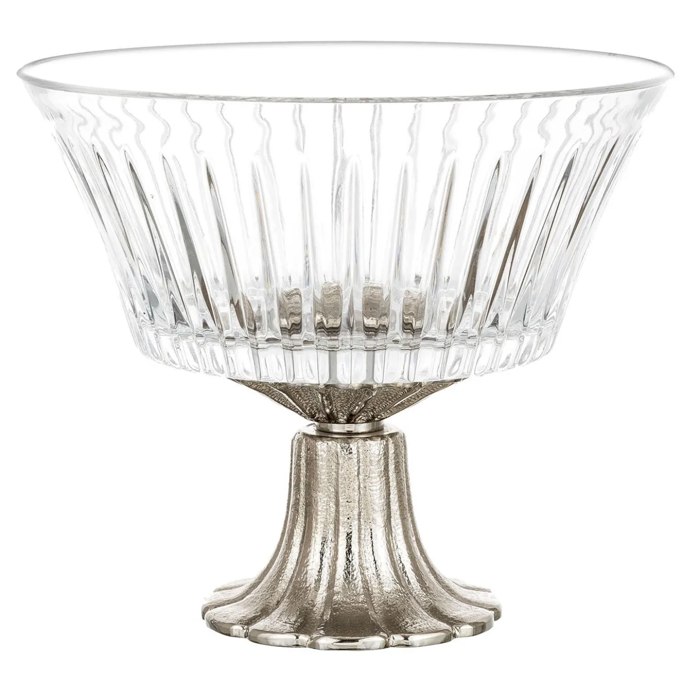 Vaso rotondo Reggia in cristallo con base in bronzo
