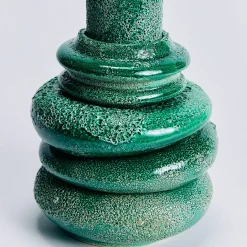 Vaso Saturno grande in ceramica smaltata verde smeraldo