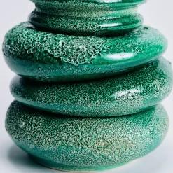 Vaso Saturno grande in ceramica smaltata verde smeraldo