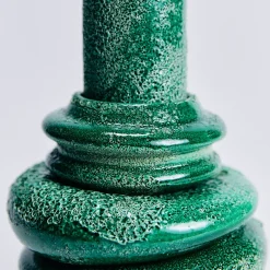 Vaso Saturno grande in ceramica smaltata verde smeraldo