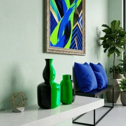 Vaso Sbalzo Cromatico in ceramica nero intenso e verde fluo