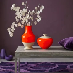 Vaso Scocca Fluo in ceramica arancione e giallo Zabaione
