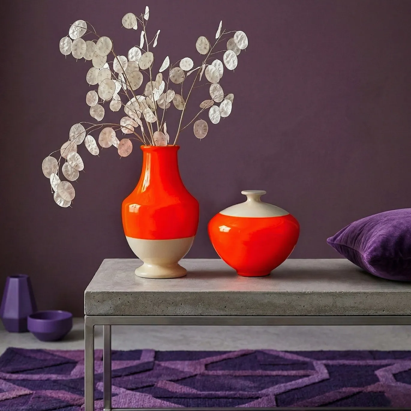 Vaso Scocca Fluo in ceramica arancione e giallo Zabaione