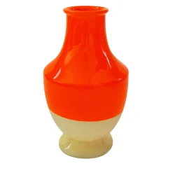 Vaso Scocca Fluo in ceramica arancione e giallo Zabaione