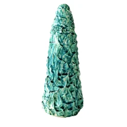 Vaso scultoreo Fractus in ceramica turchese e verde