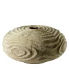 Vaso scultoreo in legno di faggio Fagus Sylvatica con scanalature concentriche