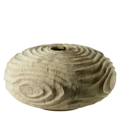 Vaso scultoreo in legno di faggio Fagus Sylvatica con scanalature concentriche