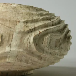 Vaso scultoreo in legno di faggio Fagus Sylvatica con scanalature concentriche