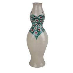 Vaso scultura in ceramica con costume da bagno a pois