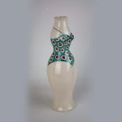 Vaso scultura in ceramica con costume da bagno a pois