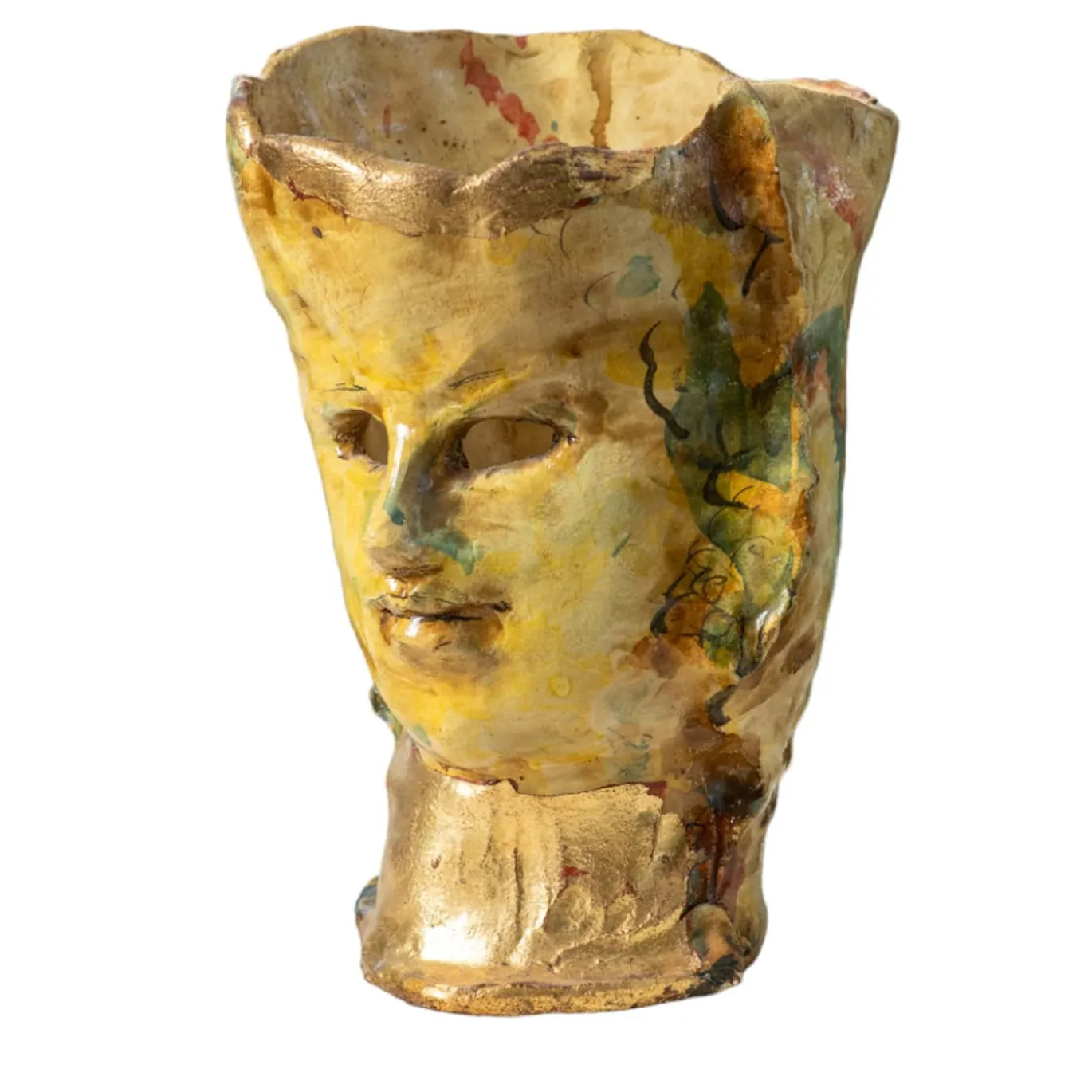 Vaso scultura in ceramica policroma Infinito