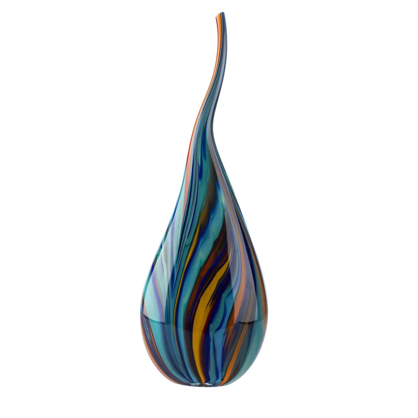Vaso-scultura in vetro di Murano multicolore a goccia di fuoco #3