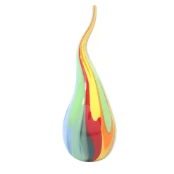 Vaso-scultura in vetro di Murano multicolore a goccia di fuoco #1