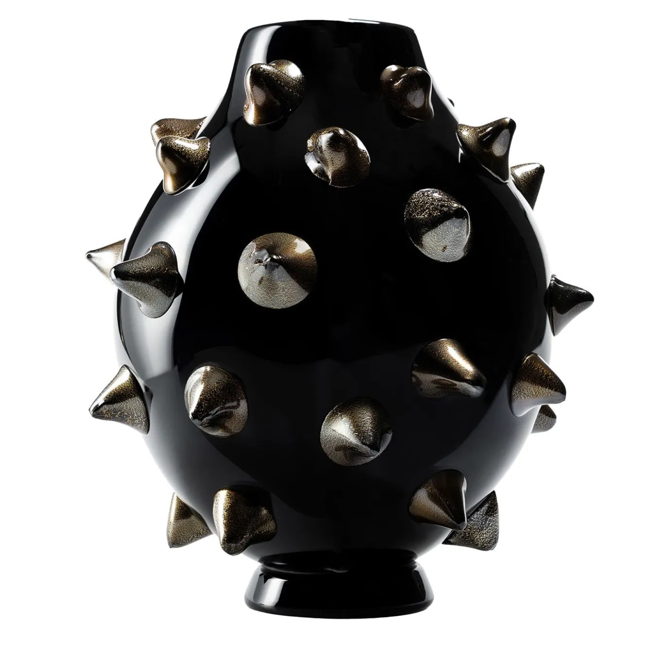 Vaso-scultura in vetro nero di Murano