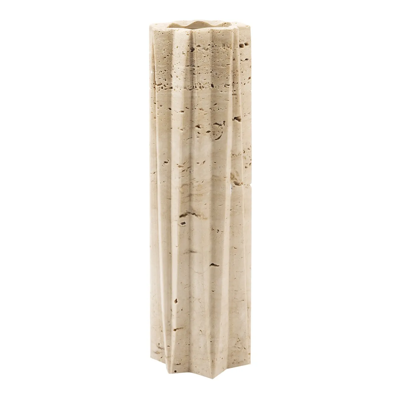 Vaso soliflore Fold in travertino beige