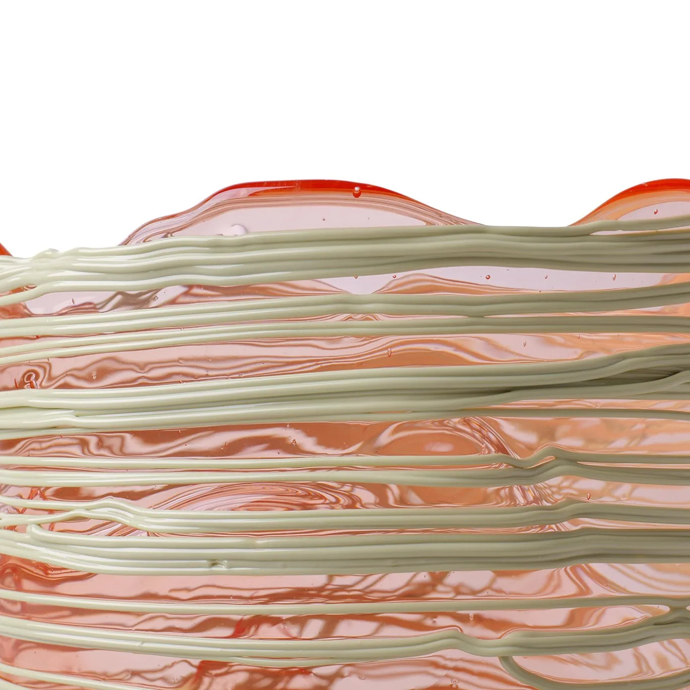 Vaso Spaghetti Grande in resina rubino chiaro e Verde Oliva di Gaetano Pesce