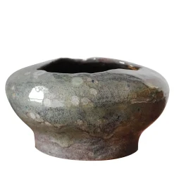 Vaso Spore in ceramica smaltata verde con macchie