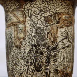 Vaso Stonehenge in gres nero e smalto lavico