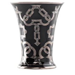 Vaso Tarsia nero e platino
