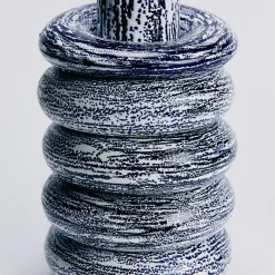 Vaso Terra grande in ceramica smaltata blu e bianca