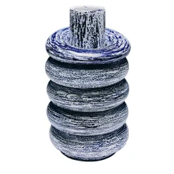 Vaso Terra grande in ceramica smaltata blu e bianca