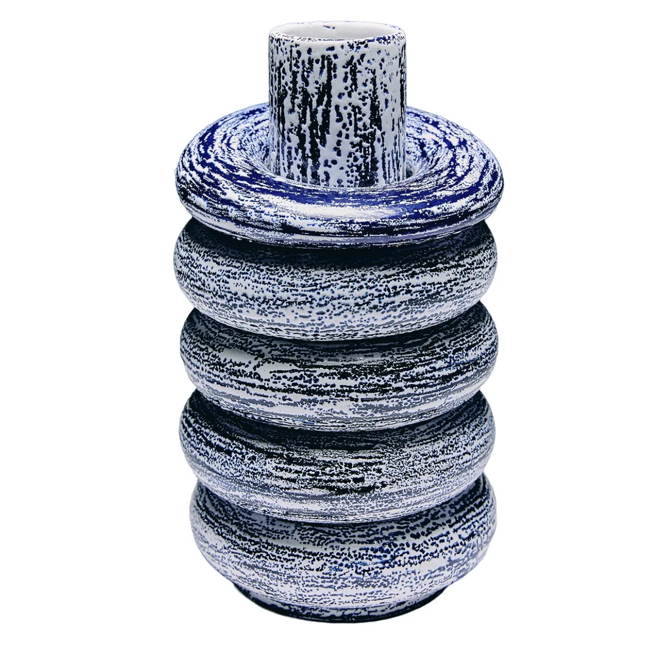 Vaso Terra grande in ceramica smaltata blu e bianca