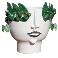 Vaso Testa Oliva la Venditrice d'Olio in Ceramica Beige