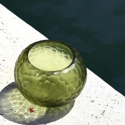 Vaso tondo verde piccolo Bocia Laguna tecnica Molatura