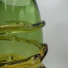 Vaso Torciglione in vetro di Murano verde e ambra con base in vetro nero