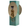 Vaso Totem 1C in ceramica azzurro chiaro con dettagli metallici