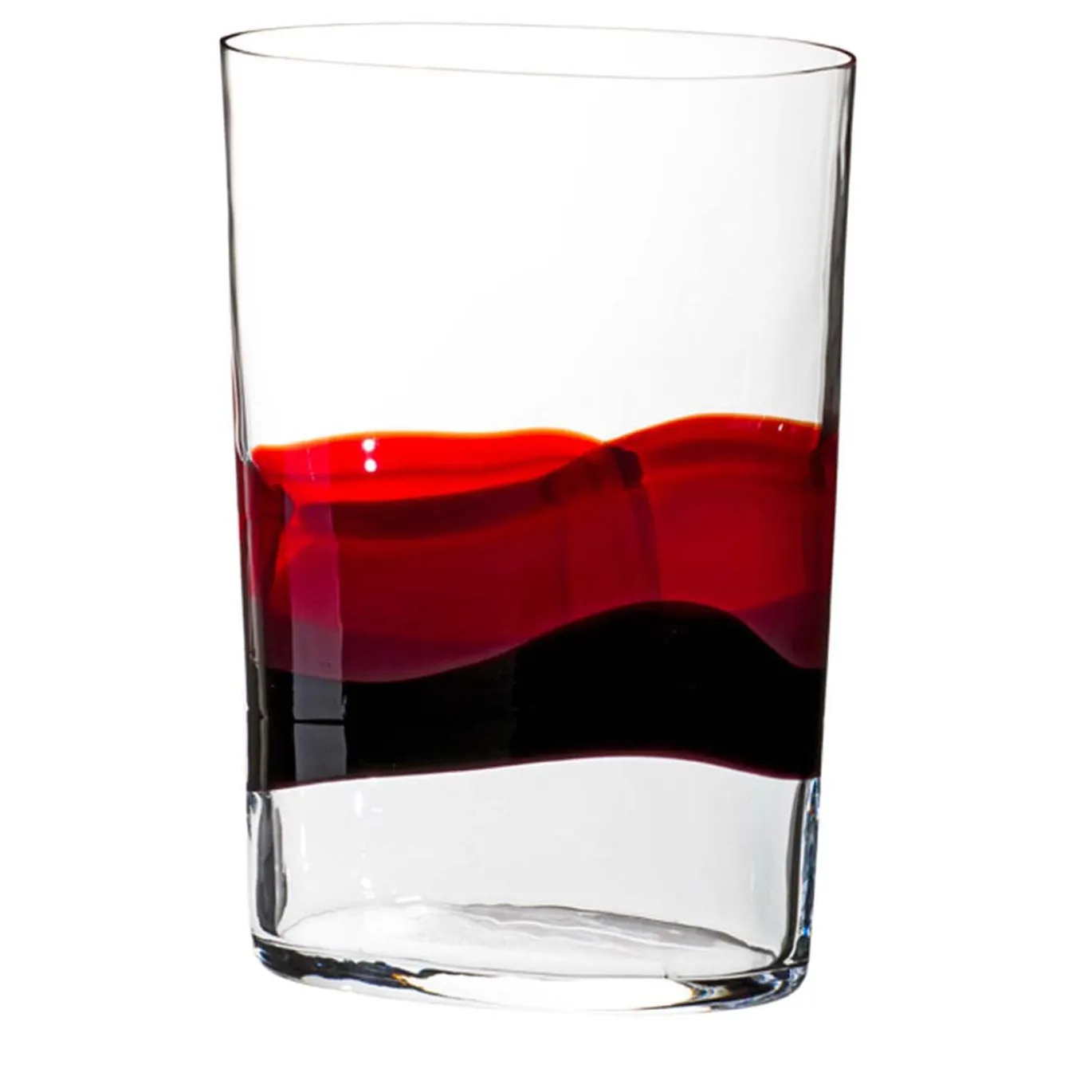 Vaso trasparente Ovale Red and Black Waves di Carlo Moretti