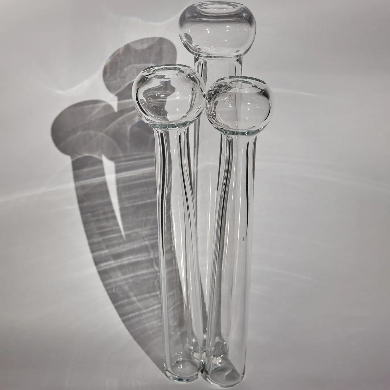 Vaso tubolare in cristallo soffiato a bocca trasparente Corallo n.8
