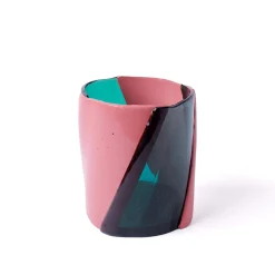 Vaso Twirl Medio in resina trasparente acqua e malva di Enzo Mari