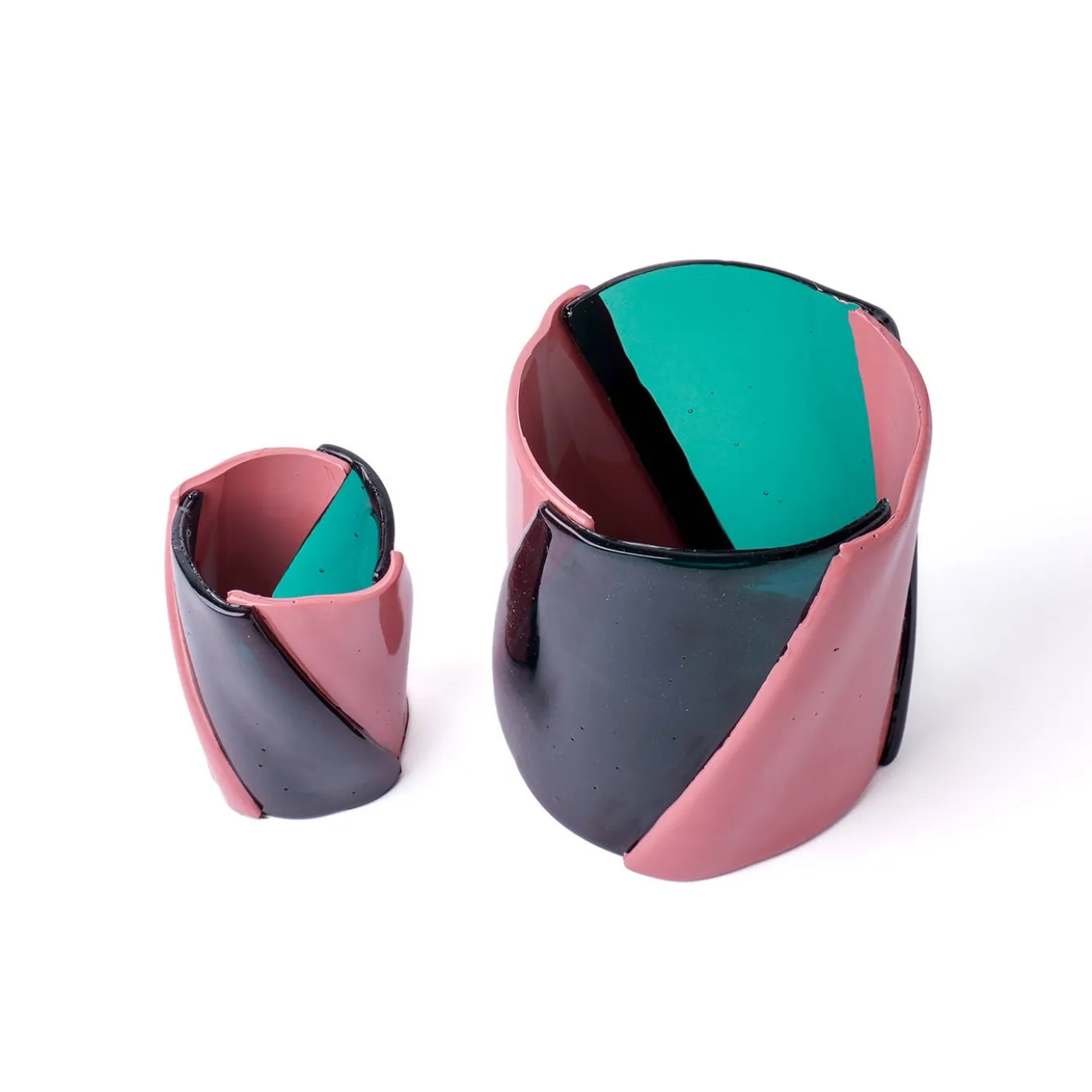 Vaso Twirl Medio in resina trasparente acqua e malva di Enzo Mari