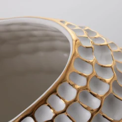 Vaso Verona Sporos bianco e oro
