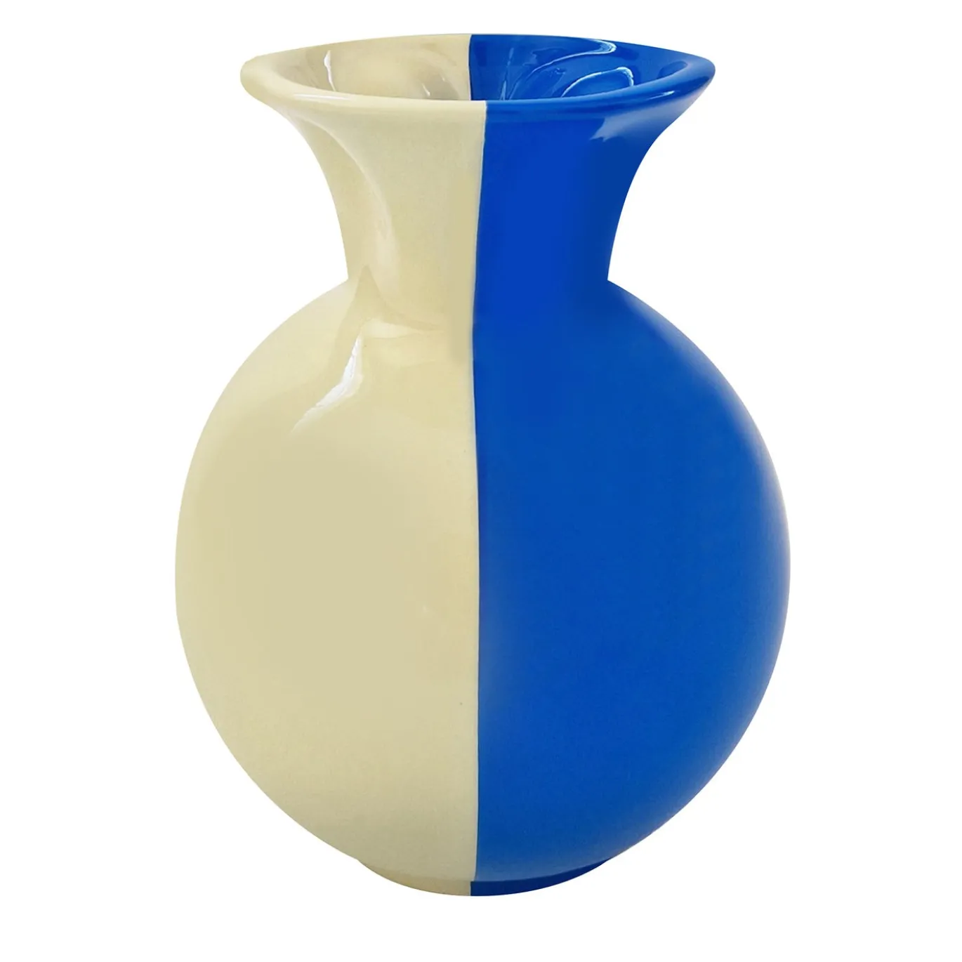 Vaso Vibrazione Imola in ceramica giallo zabaione e blu fluo