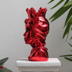 Vaso Vulcano Testa di Mora in Marmo Rosso