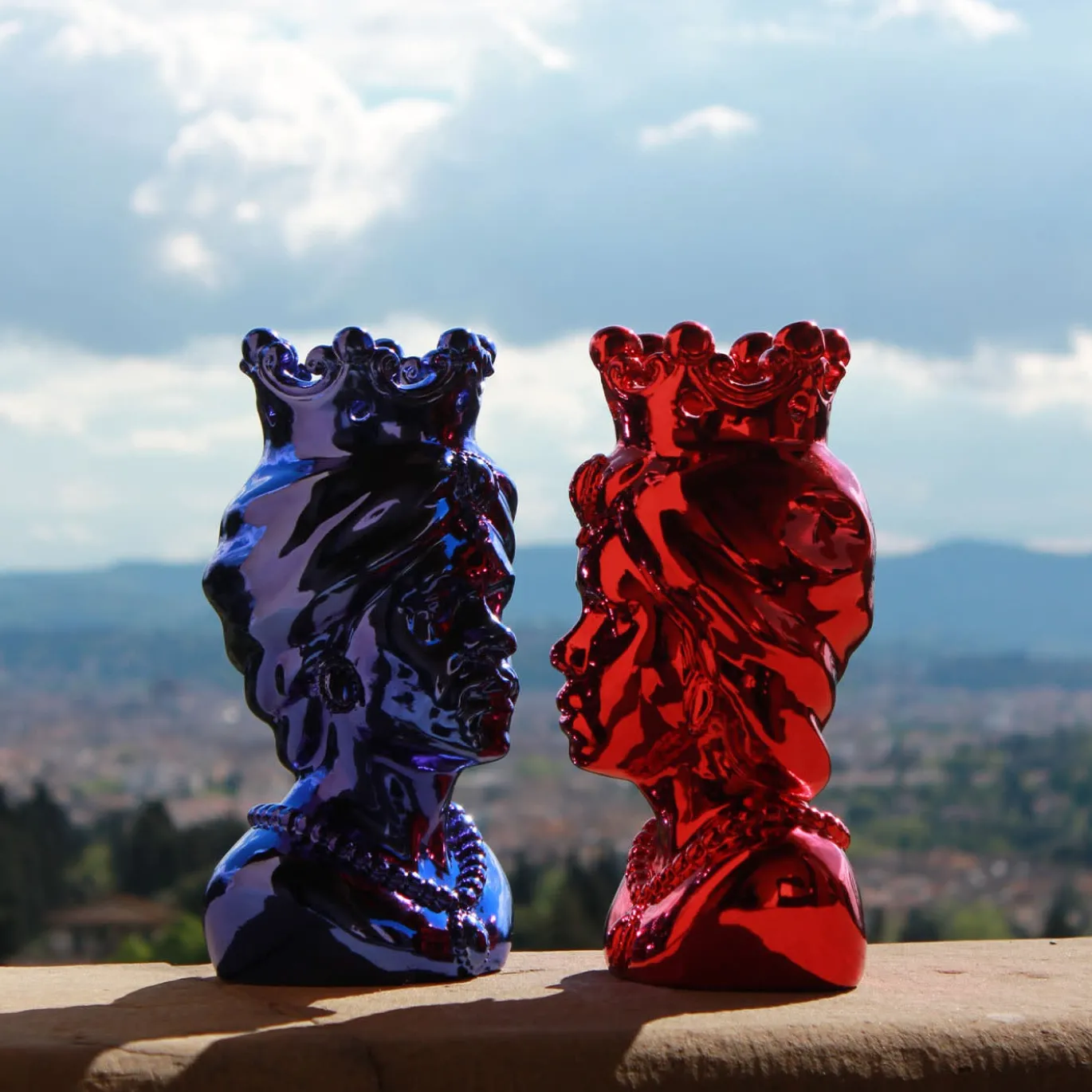 Vaso Vulcano Testa di Mora in Marmo Rosso